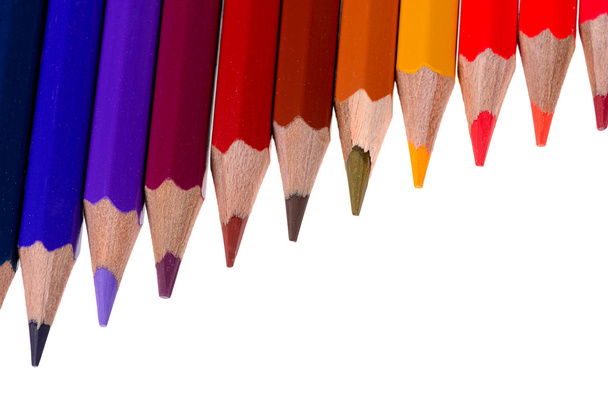 Colour pencils on white background - Foto, Imagem