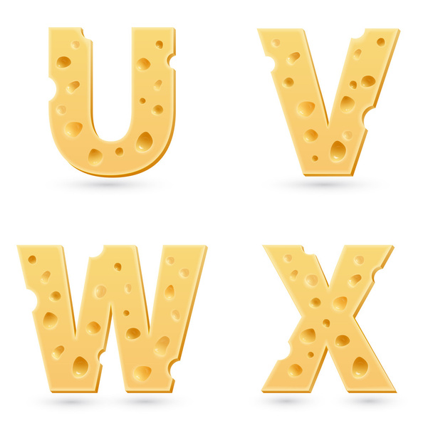 Set of cheese letters. - Vector, Imagen