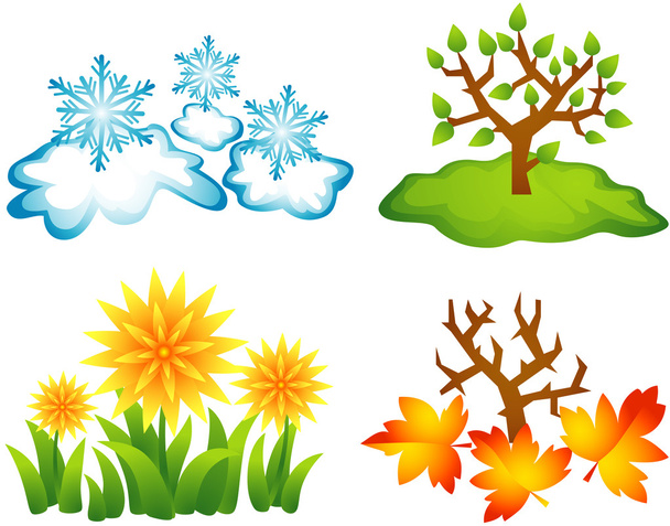 Symbole der Jahreszeiten - Vektor, Bild
