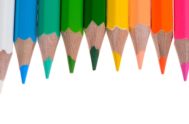 Colour pencils on white background - Fotoğraf, Görsel