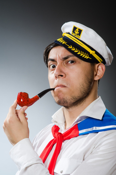 Αστείος καπετάνιος ναύτης φοράει καπέλο - Φωτογραφία, εικόνα