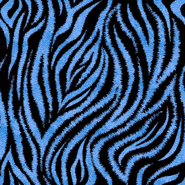 青い虎の肌のパターンをシームレス。メタリックな虎の皮｜print. - ベクター画像