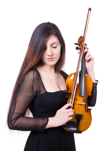 Femme jouant du violon isolé sur le blanc
 - Photo, image