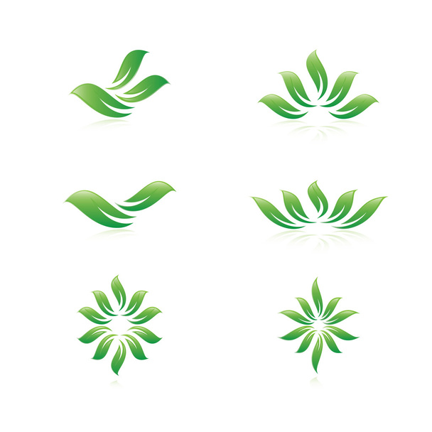 Green leaves and green birds  - Διάνυσμα, εικόνα