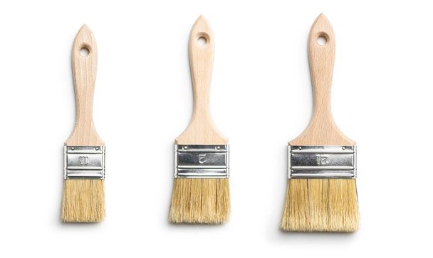 Set of clean paint brushes isolated on white background. - Фото, зображення