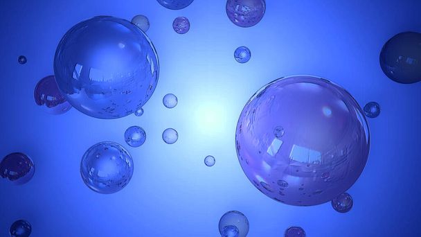 kék háttér buborékok - Fotó, kép