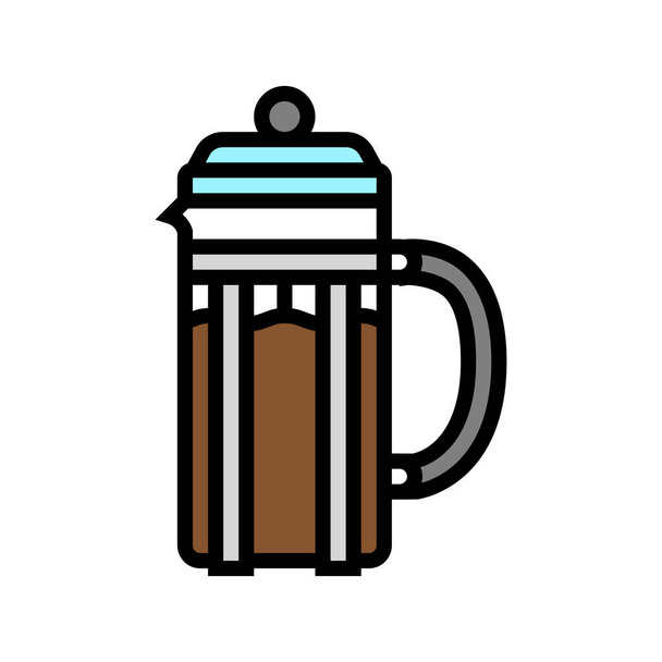 french press coffee tool color icon vector illustration - Vector, Image