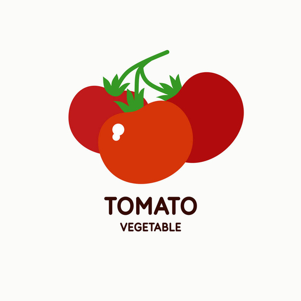 Illustratie van een tomaat in platte stijl. Geïsoleerd beeld op een lichte achtergrond. Vectorpictogram. - Vector, afbeelding