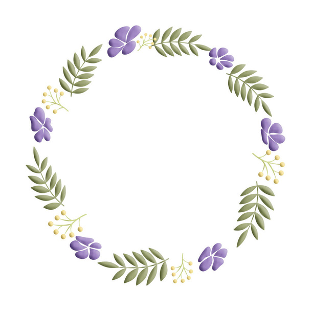 Round frame with plants. Circle of flowers - Photo, Image