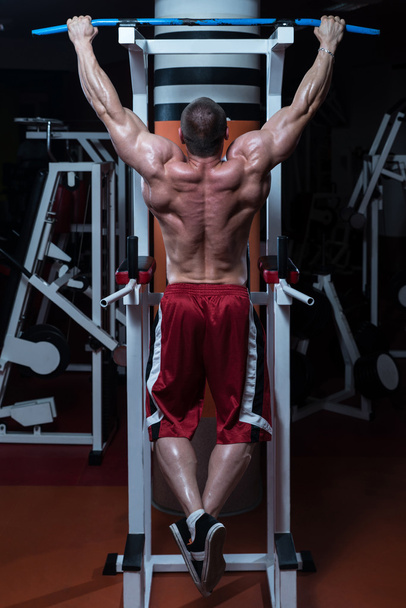 Bodybuilder Doing Exercise For Back - Foto, Imagem