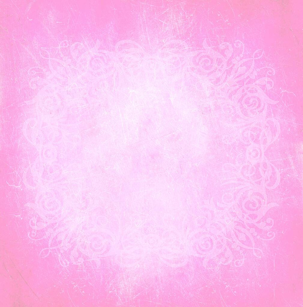 Αφηρημένη φως ροζ παστέλ φόντο ταπετσαρία banner σχεδιασμό με floral frame.Greeting card.Grunge γύψο υφή - Φωτογραφία, εικόνα
