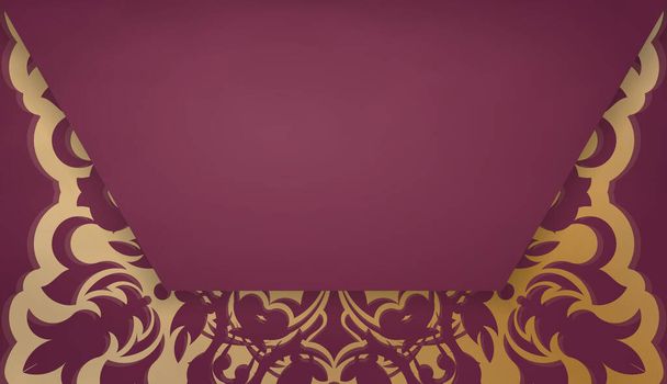 Burgunder Hintergrund mit antiken goldenen Ornamenten und Logo-Raum - Vektor, Bild