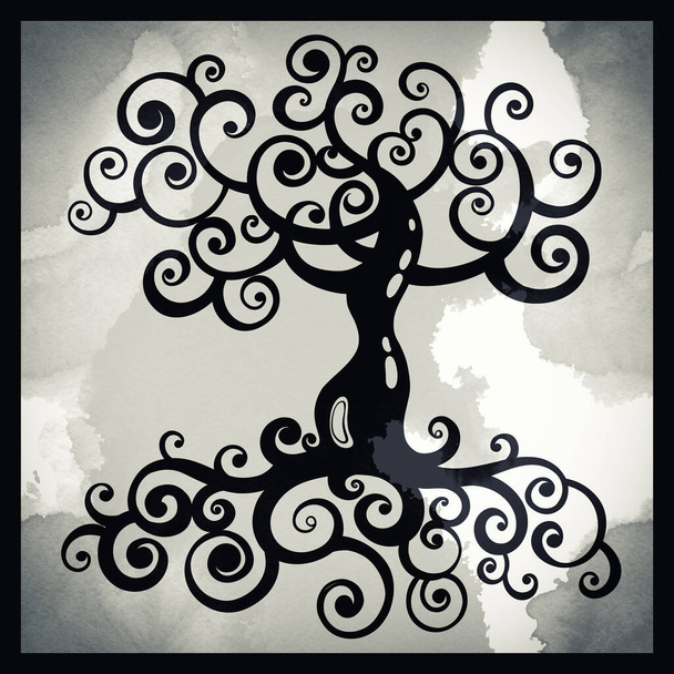 L'arbre du monde, Yggdrasil, dessin ornemental abstrait. Œuvres d'art mixtes.  - Photo, image