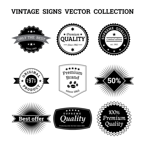 Collection of vintage vector logos and signs - Διάνυσμα, εικόνα