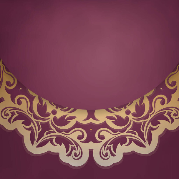 Burgundia színes kártya luxus arany minta a design. - Vektor, kép