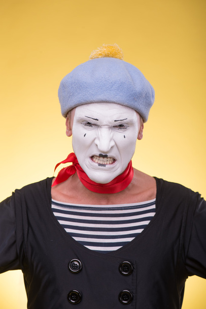 Portrait of angry mime - Foto, Imagen
