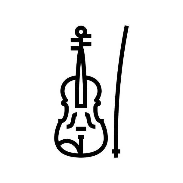 βιολί μουσικό όργανο γραμμή εικονίδιο διανυσματική απεικόνιση - Διάνυσμα, εικόνα