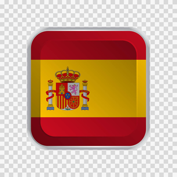 Bandiera della Spagna sul pulsante quadrato su elemento di sfondo trasparente per i siti web. Illustrazione vettoriale - Vettoriali, immagini