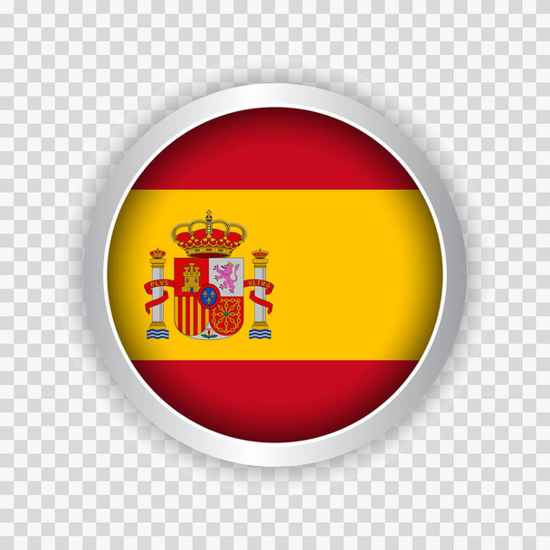 Bandera de España en botón redondo sobre elemento de fondo transparente para sitios web. Ilustración vectorial - Vector, Imagen