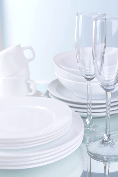 Set of white dishes - Photo, image