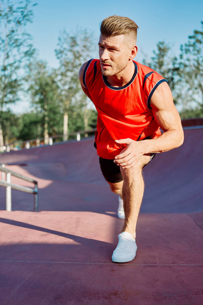 athletic man workout exercise fitness sportfit fresh air - Zdjęcie, obraz