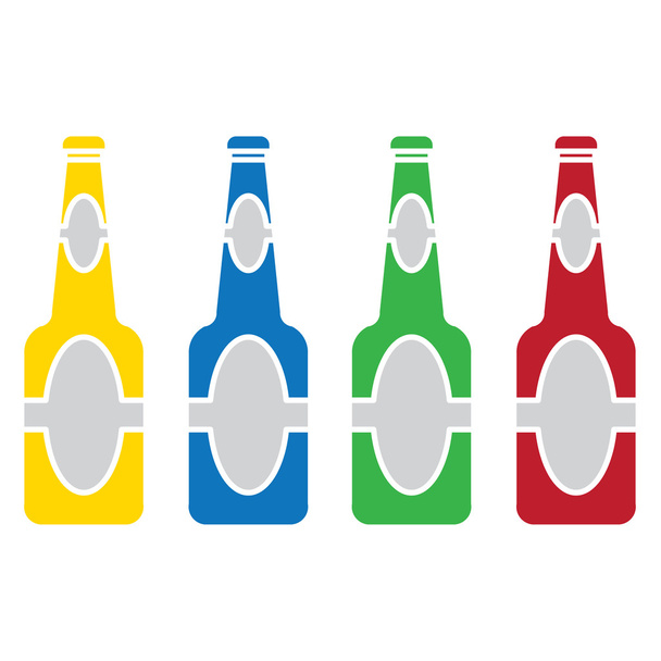 Beer bottle  colored set vector - Vector, Image