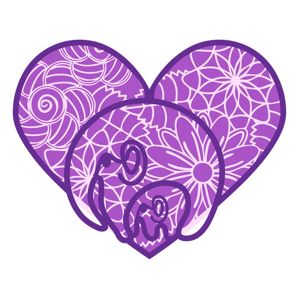 ornamental heart shaped 3d decoration. Cutout lacy ornate heart. Valentine's day greeting card. Laser cutting design element - Vektor, Bild
