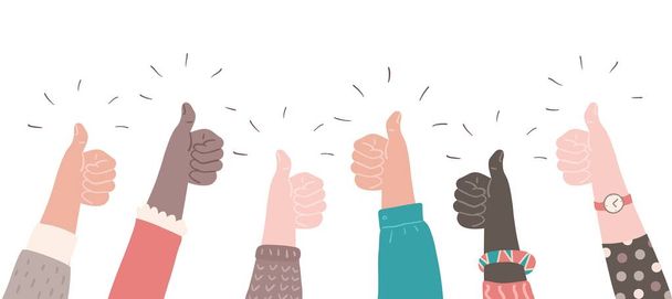 Hands with thumbs up. Good feedback. Vector like or positive comment concept - Vector, Image
