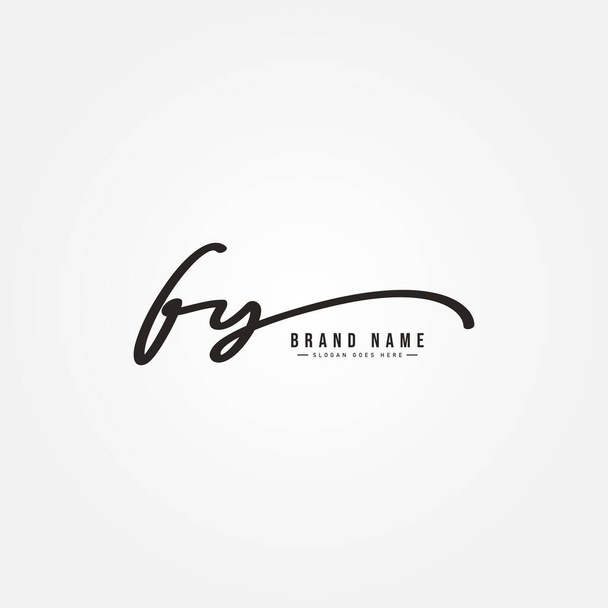 İlk Harf FY Logosu - El yazısı İmza Logosu - Vektör, Görsel