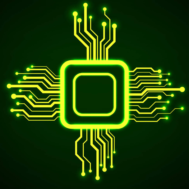 CPU. Mikroprocesszor. Microchip. Neon technológia szimbólum. Vektor - Vektor, kép