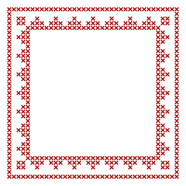 Cross steh border, čtvercový rám vzor, ideální pro vánoční banner design. Geometrická redigovaná ozdoba pro vzor vyšívání ubrousků. Vektorová ilustrace - Vektor, obrázek