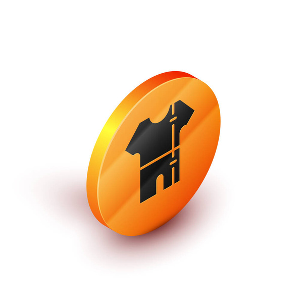 Isometric Sport track suit icon isolated on white background. Orange circle button. Vector - Vector, Image