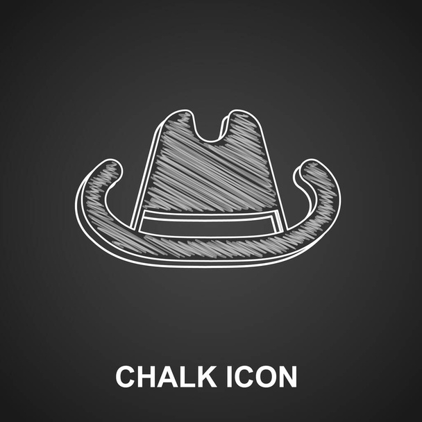 Kreide Western Cowboy Hut Symbol isoliert auf schwarzem Hintergrund. Vektor - Vektor, Bild