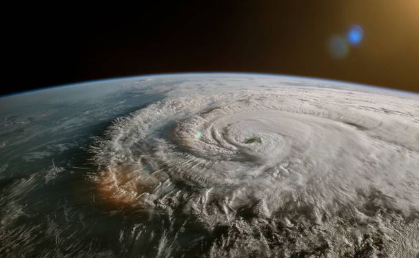 Satellitenbild eines tropischen Sturms - Hurrikan oder Zyklon oder Taifun. Klimaschutzkonzept. Elemente dieses von der NASA bereitgestellten Bildes. - Foto, Bild