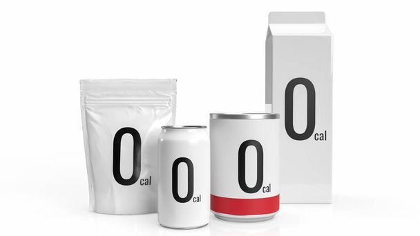 prodotto alimentare 0 kcal su sfondo bianco per la salute e sci concetto rendering 3d - Foto, immagini