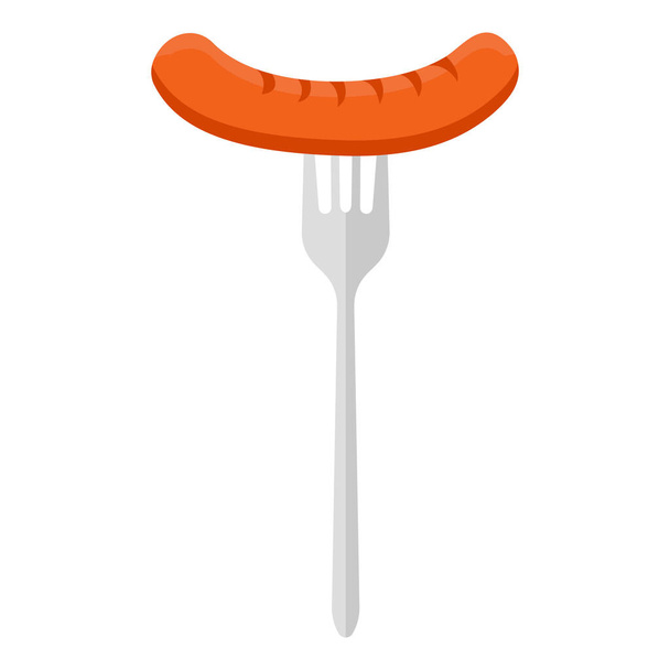 sausage and fork cartoon vector isolated object - Vector, Image