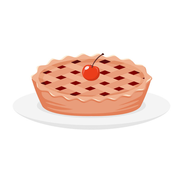 jídlo kůrka třešňový koláč - Vektor, obrázek
