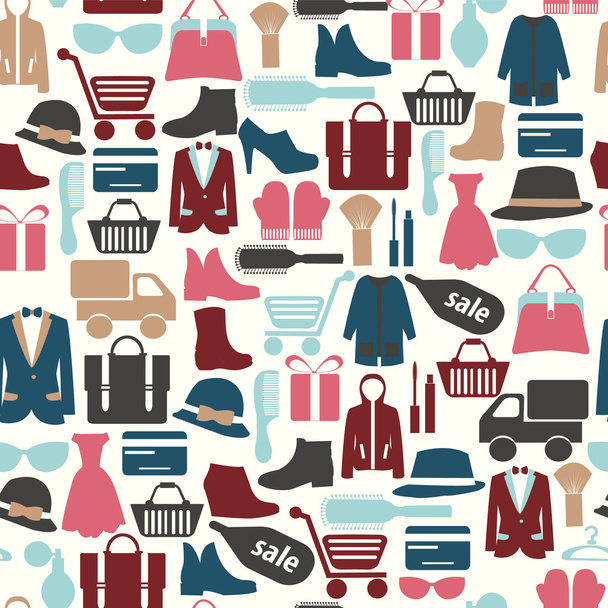 seamless pattern with shopping icons-illustration - Wektor, obraz