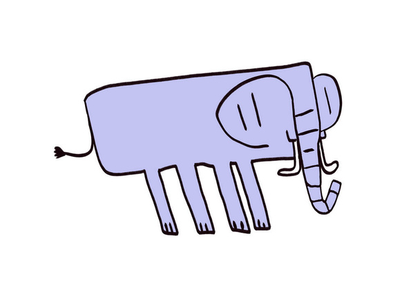 Vrolijke olifant vierkant, leuke grappige cartoon. Mooie illustratie met verzadigde kleur. Tekening voor kinderboek, kinderontwerp - Foto, afbeelding