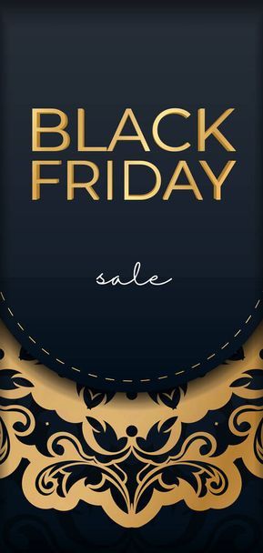 Plakát na černý pátek v modrém s ročníkem zlaté ozdoby - Vektor, obrázek