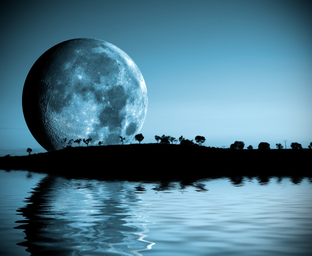 krajobraz księżyc w pełni - Zdjęcie, obraz
