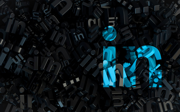 linkedin jel sötét Absztrakt ikonikus háttér Web és társadalmi banner Hirdetés 3d render - Fotó, kép