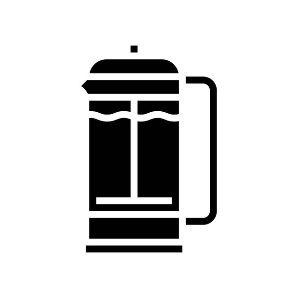 prensa manual herramienta de café glifo icono vector ilustración - Vector, imagen