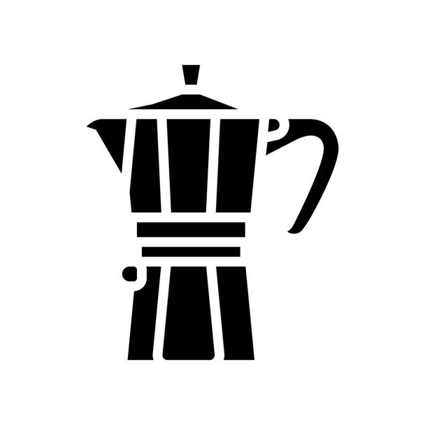 mocha pot café herramienta glifo icono vector ilustración - Vector, imagen