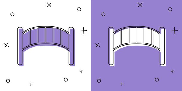 Набор Playground детей мост значок изолирован на белом и фиолетовом фоне. Вектор - Вектор,изображение