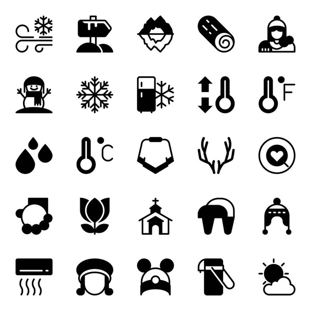 Glyph icons for winter season. - Vector, Image