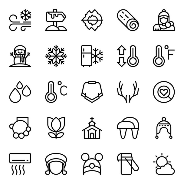 Outline icons for winter season. - Vector, Image