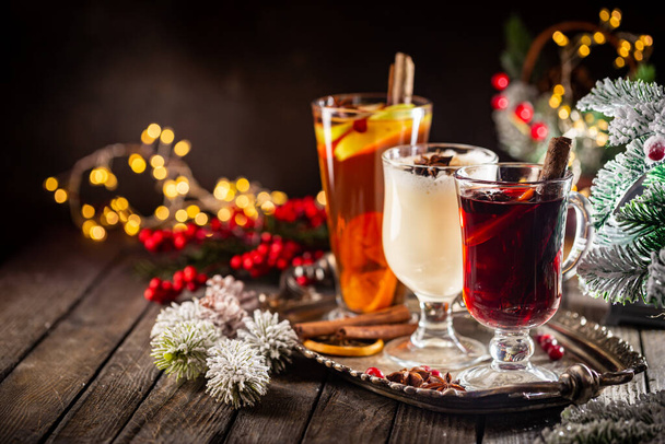 Winter alcoholic hot drinks - Zdjęcie, obraz