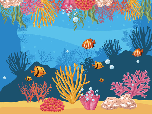 сцена с морскими водорослями - Вектор,изображение