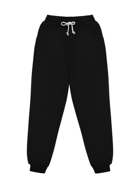 Mockup de calças pretas. Modelo Calças esportivas vista frontal para o design. Fitness desgaste isolado no branco - Foto, Imagem